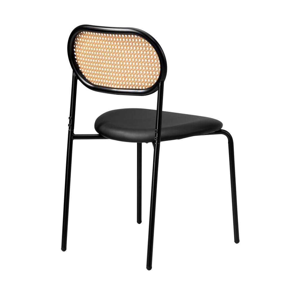 Oikiture 2PCS Rattan Dining Chair PU Leather Black-Dining Chairs-PEROZ Accessories