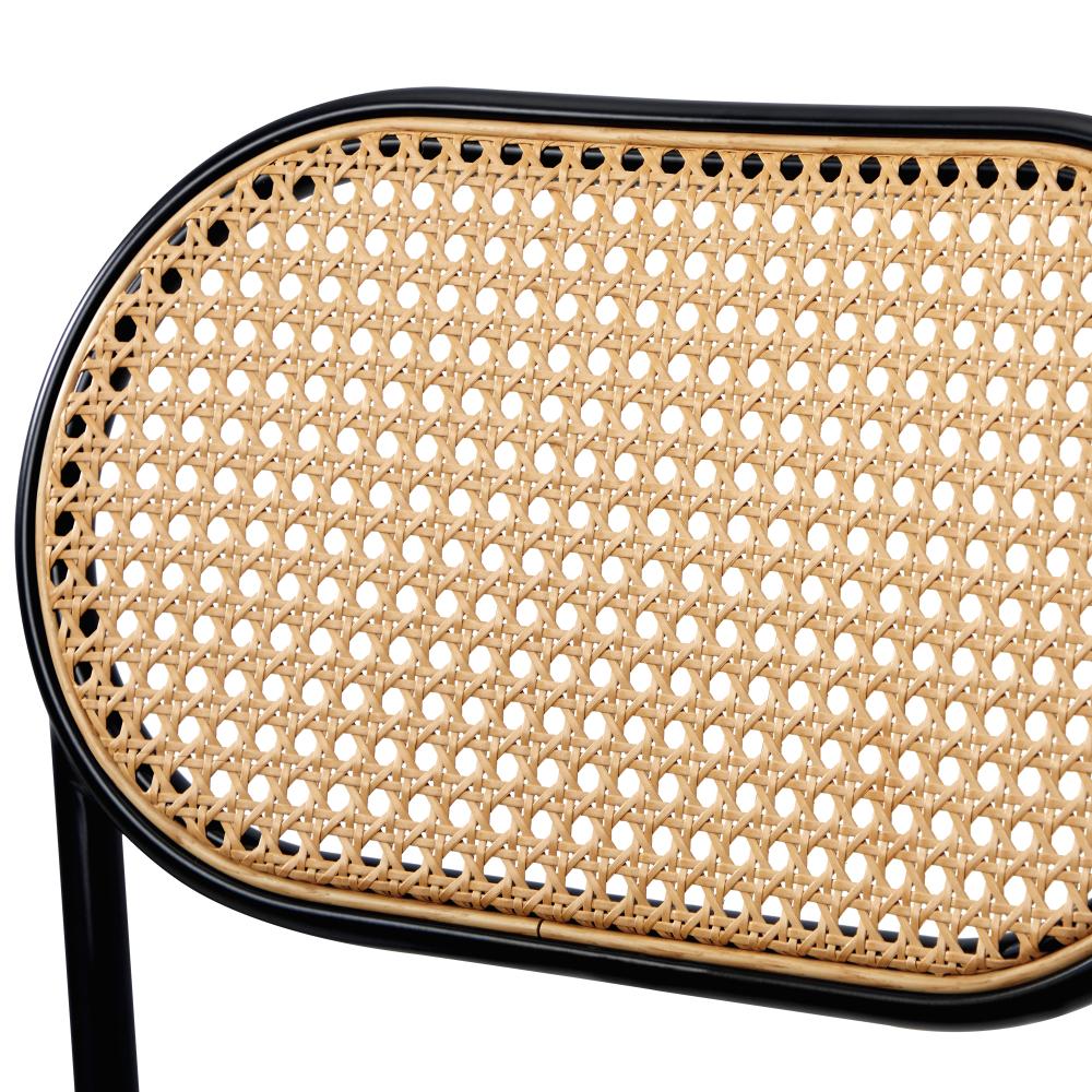Oikiture 2PCS Rattan Dining Chair PU Leather Black-Dining Chairs-PEROZ Accessories
