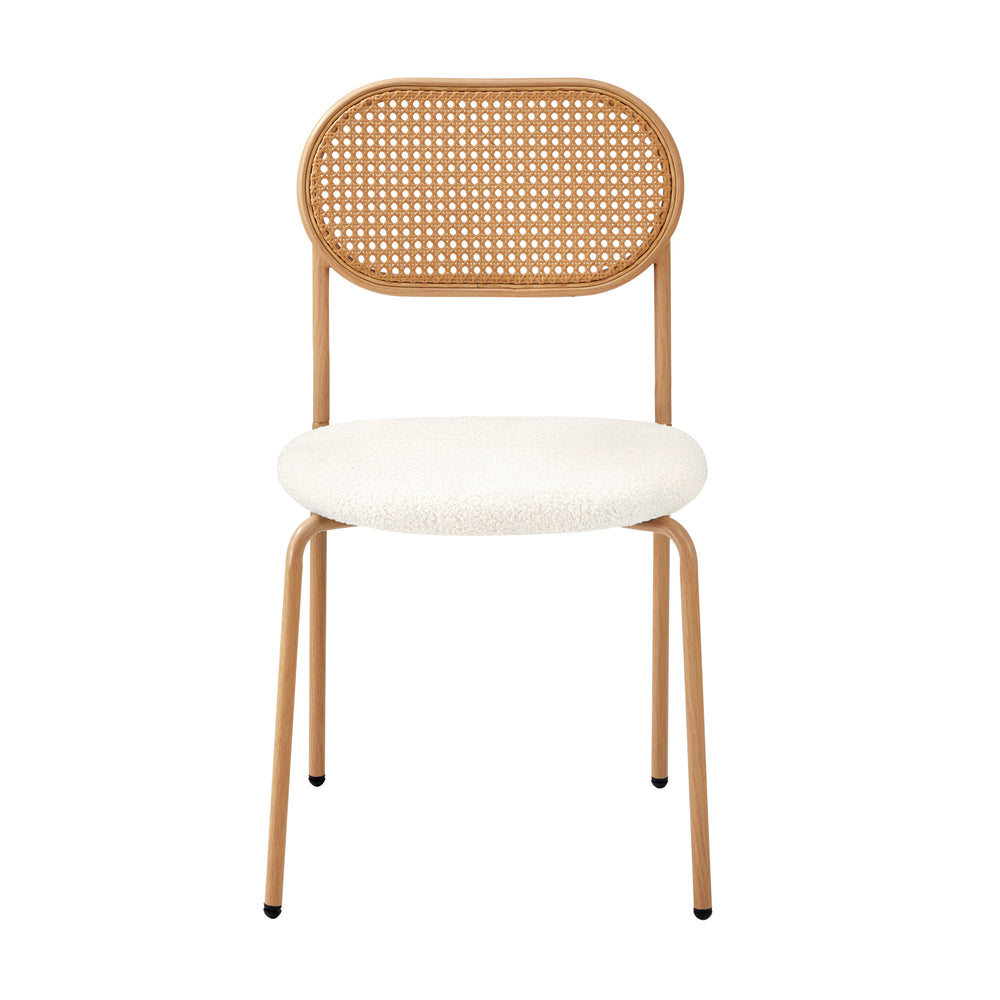 Oikiture 4PCS Dining Chair Rattan Furniture Sherpa White-Dining Chair-PEROZ Accessories