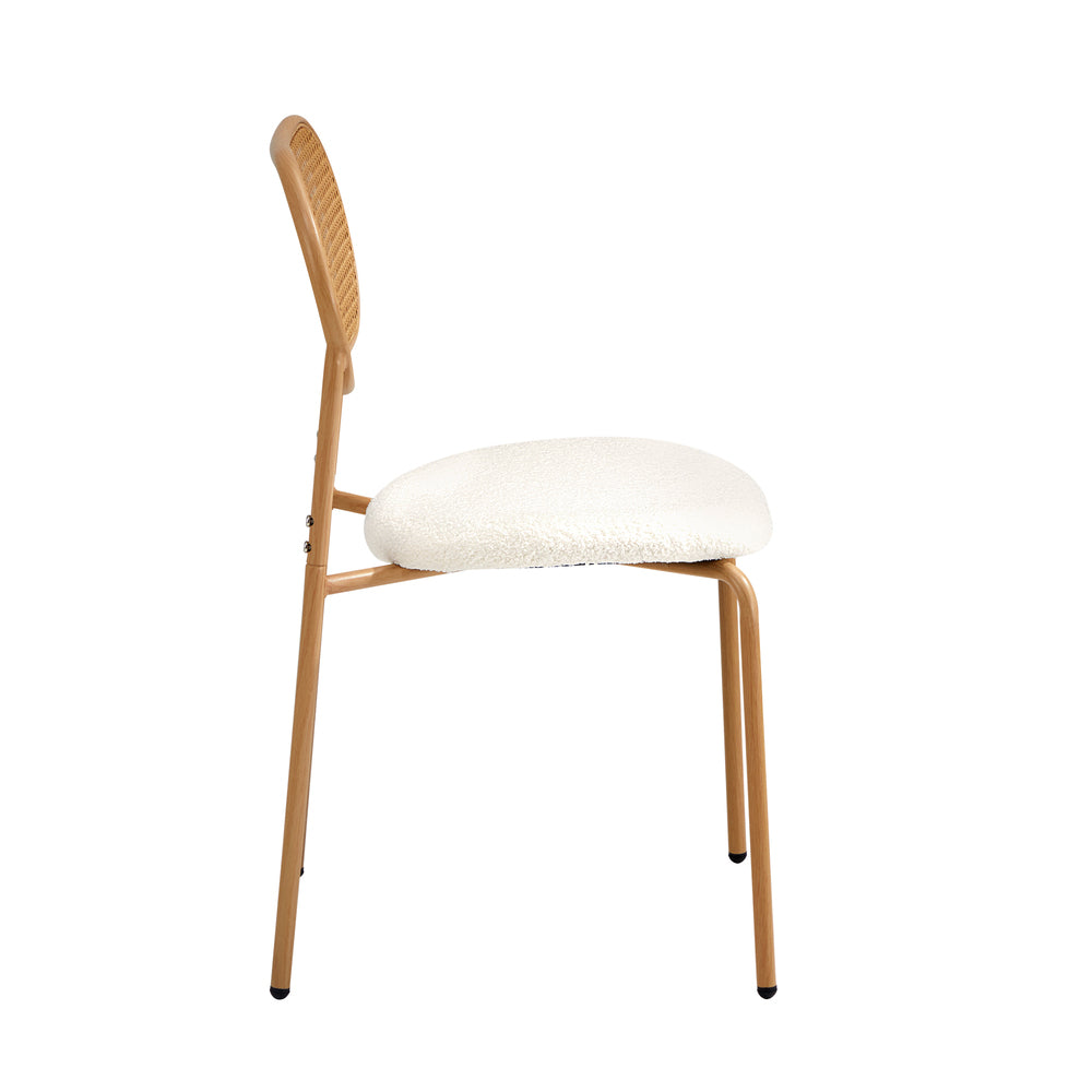 Oikiture 4PCS Dining Chair Rattan Furniture Sherpa White-Dining Chair-PEROZ Accessories