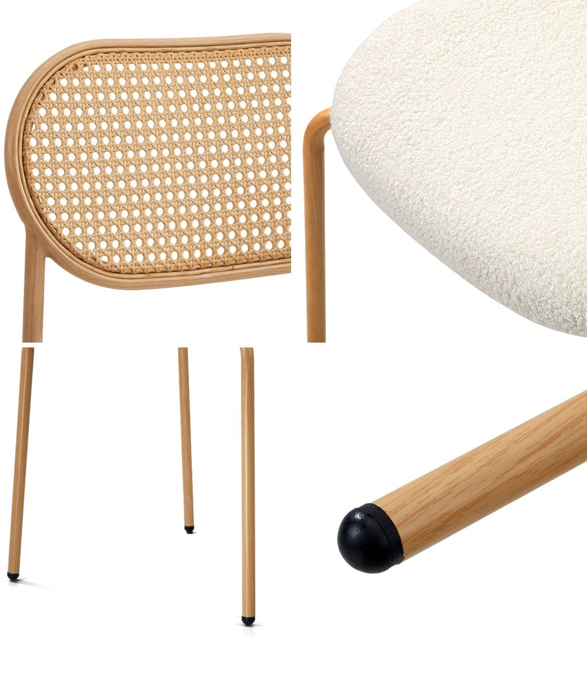 Oikiture 4PCS Dining Chair Rattan Furniture Sherpa White-Dining Chair-PEROZ Accessories