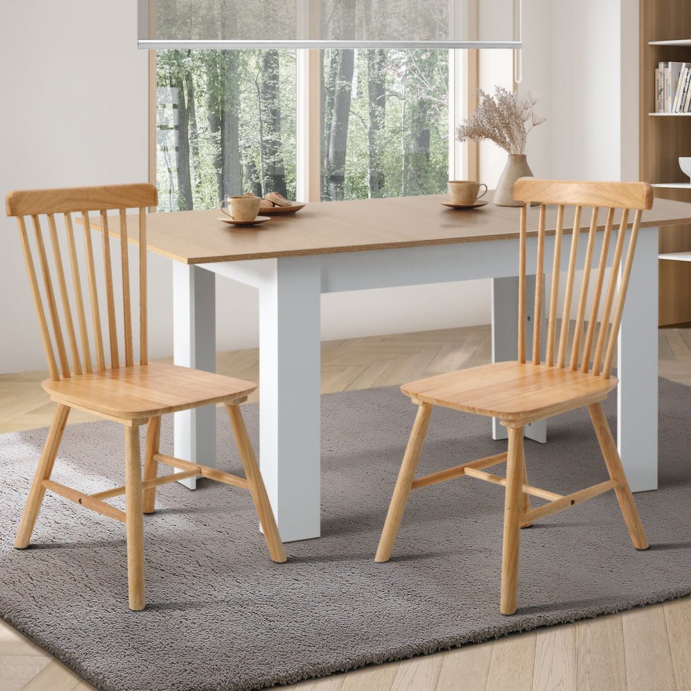 Oikiture 2x Dining Chairs Minimalist Vertical Back Wooden-Dining Chairs-PEROZ Accessories