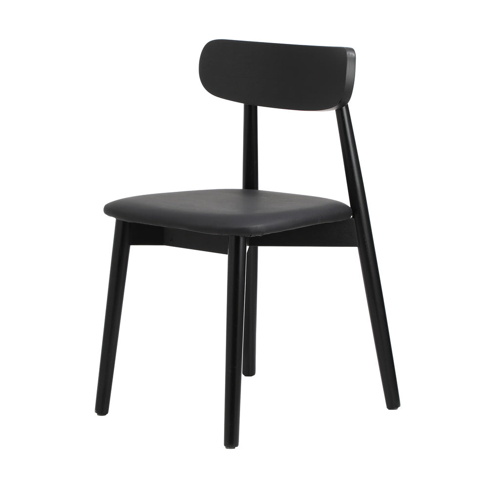 Oikiture 6x Dining Chairs PU Leather Solid Wood Black-Dining Chair-PEROZ Accessories