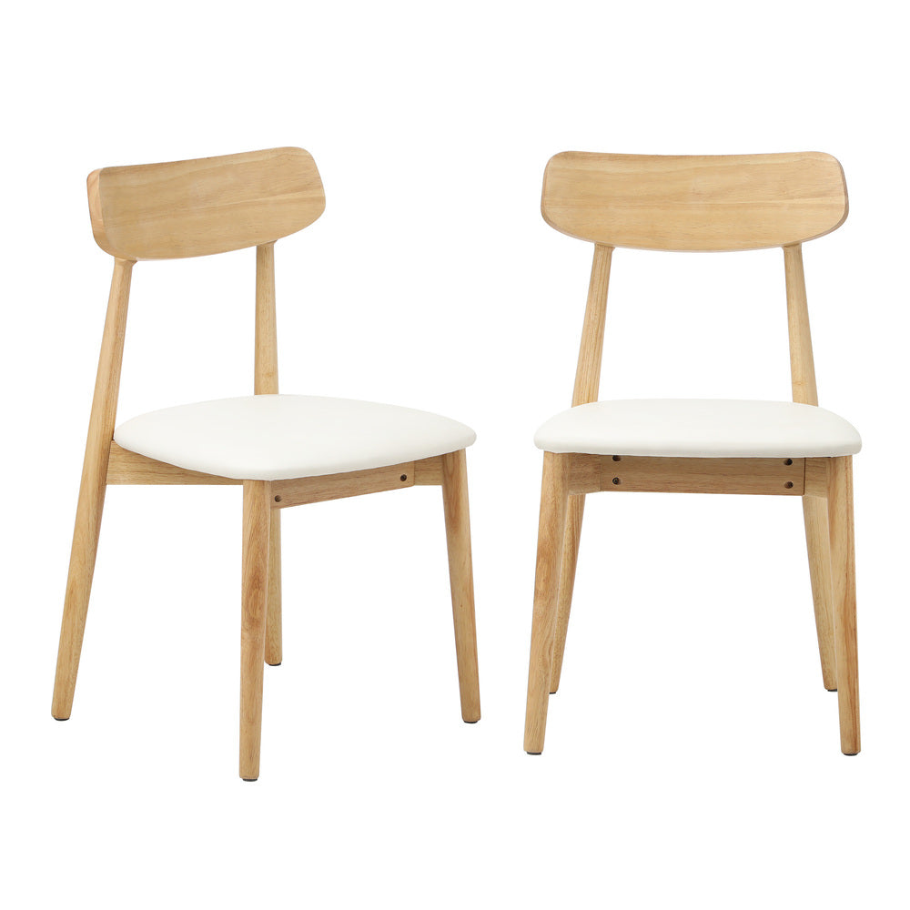 Oikiture 6x Dining Chairs PU Leather Solid Wood Beige-Dining Chair-PEROZ Accessories