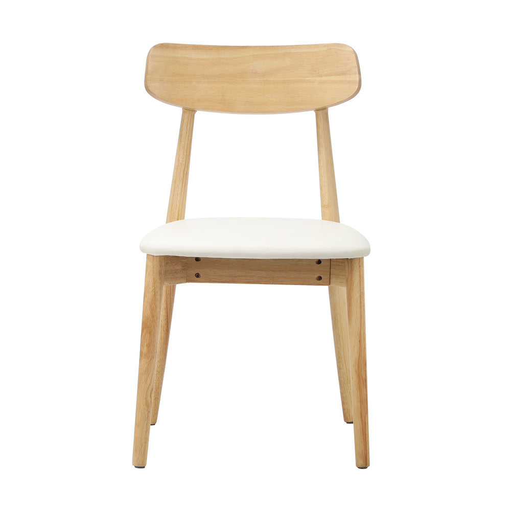 Oikiture 6x Dining Chairs PU Leather Solid Wood Beige-Dining Chair-PEROZ Accessories