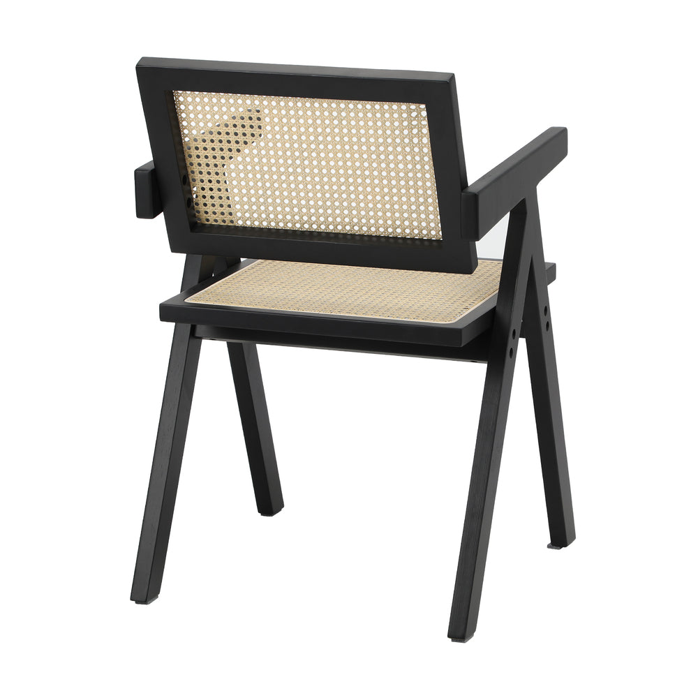 Oikiture 6x Dining Chairs Rattan Chair Wooden Balck-Dining Chair-PEROZ Accessories