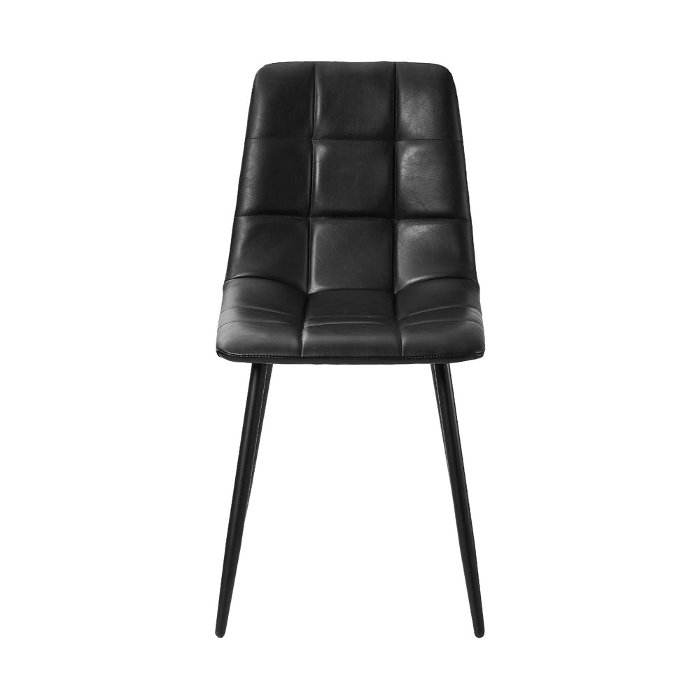 Oikiture 4x Dining Chairs PU Leather Padded Seat Retro Black-Dining Chair-PEROZ Accessories
