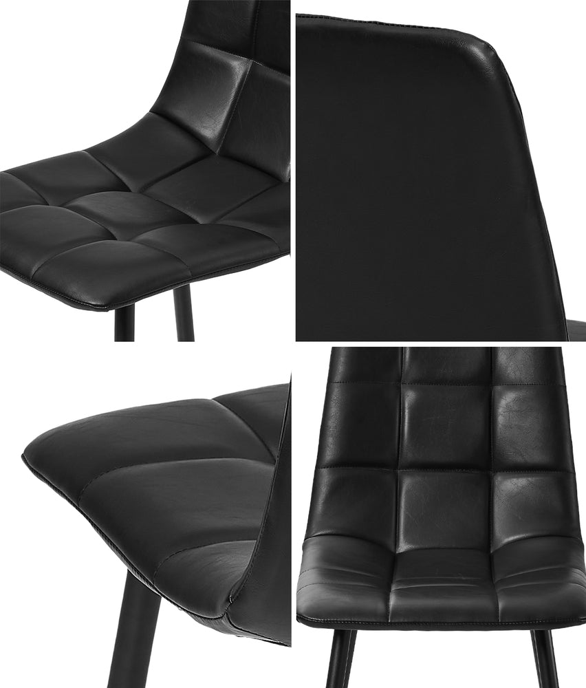 Oikiture 4x Dining Chairs PU Leather Padded Seat Retro Black-Dining Chair-PEROZ Accessories