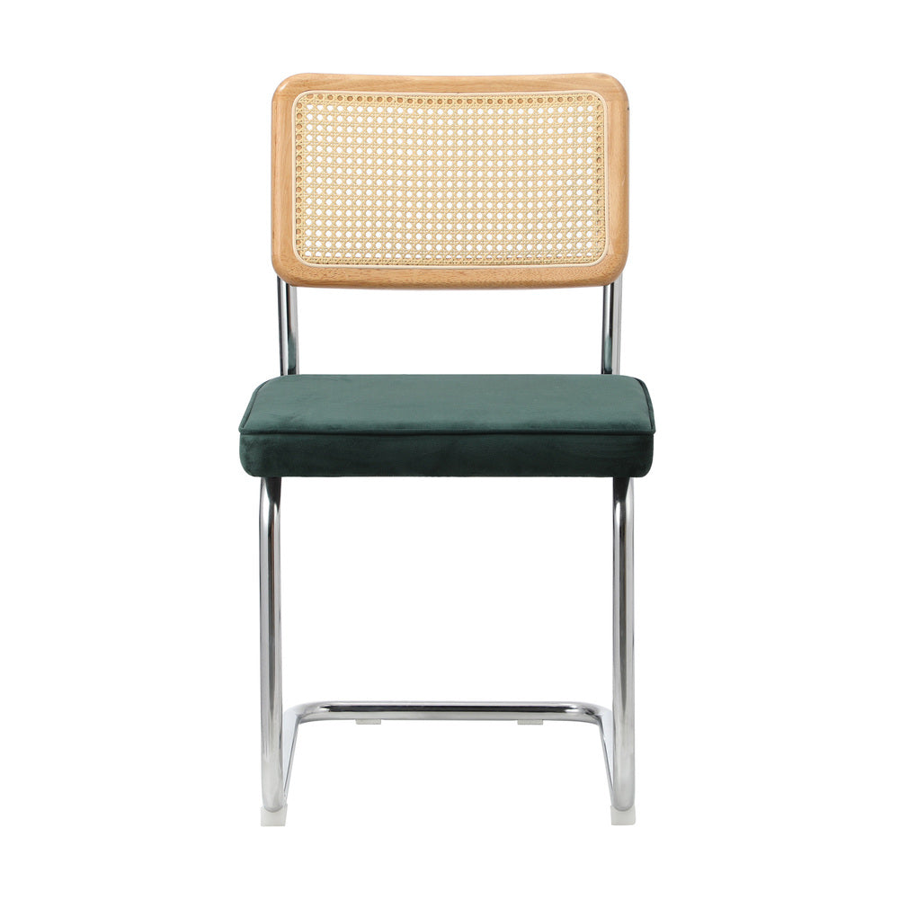 Oikiture 6x Rattan Dining Chair Cesca Replica Cantilever Velvet-Dining Chair-PEROZ Accessories