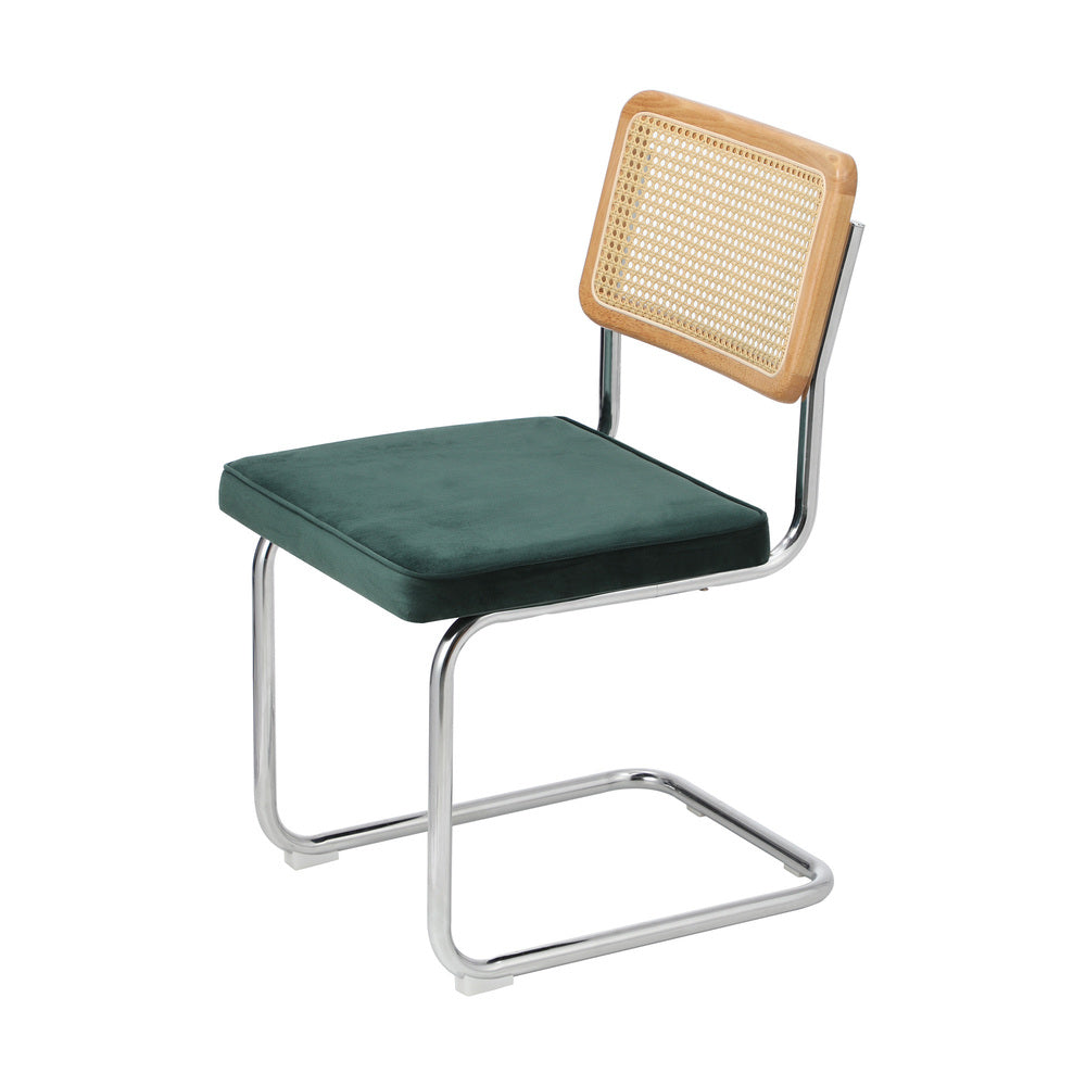 Oikiture 6x Rattan Dining Chair Cesca Replica Cantilever Velvet-Dining Chair-PEROZ Accessories