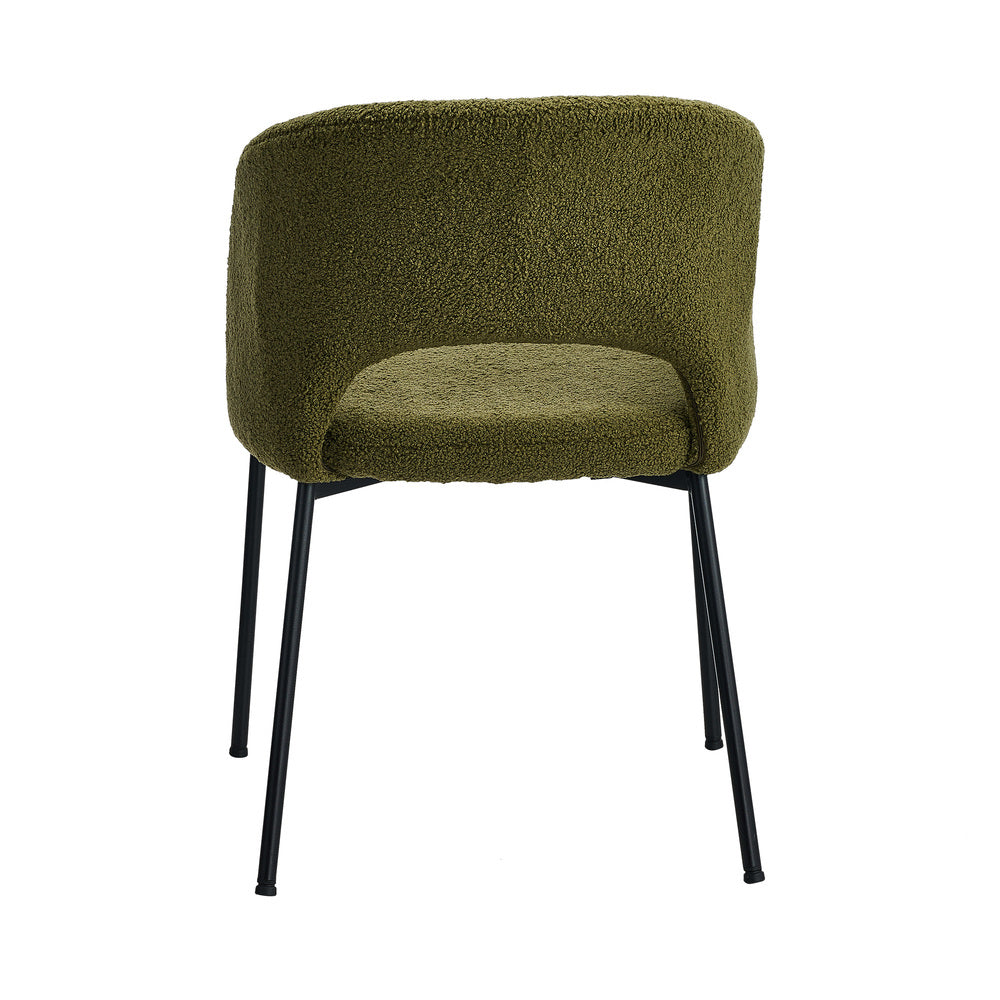 Oikiture 2x Armchair Dining Chair Sherpa Green&Black-Dining Chairs-PEROZ Accessories