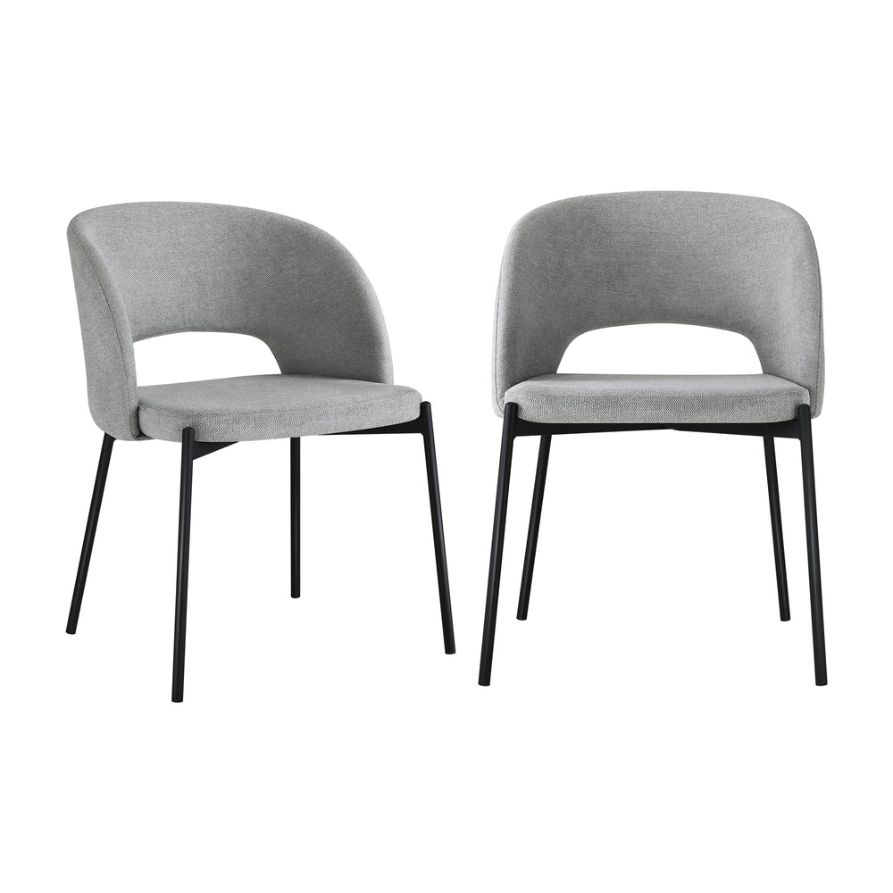 Oikiture 4x Armchair Dining Chair Fabric Grey & Black-Dining Chair-PEROZ Accessories