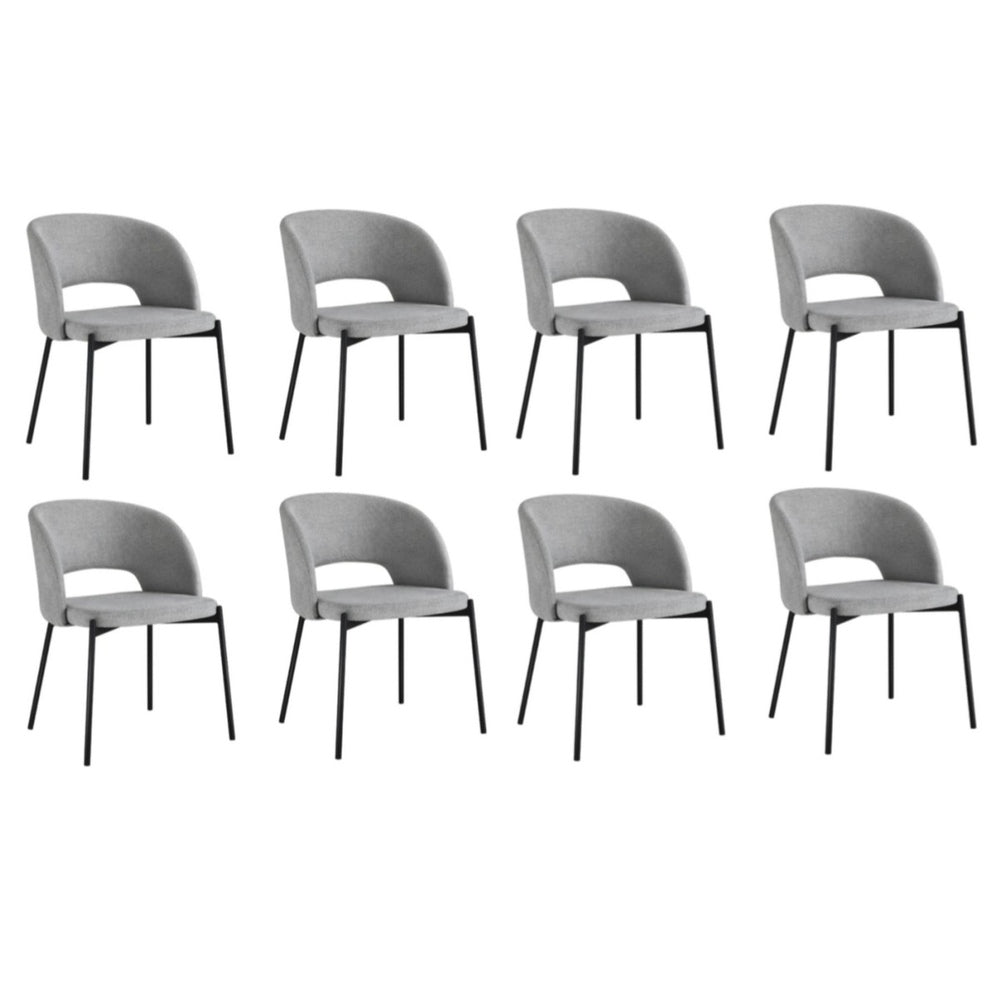 Oikiture 8x Dining Chair Tub Armchairs Fabric Grey & Black-Dining Chair-PEROZ Accessories