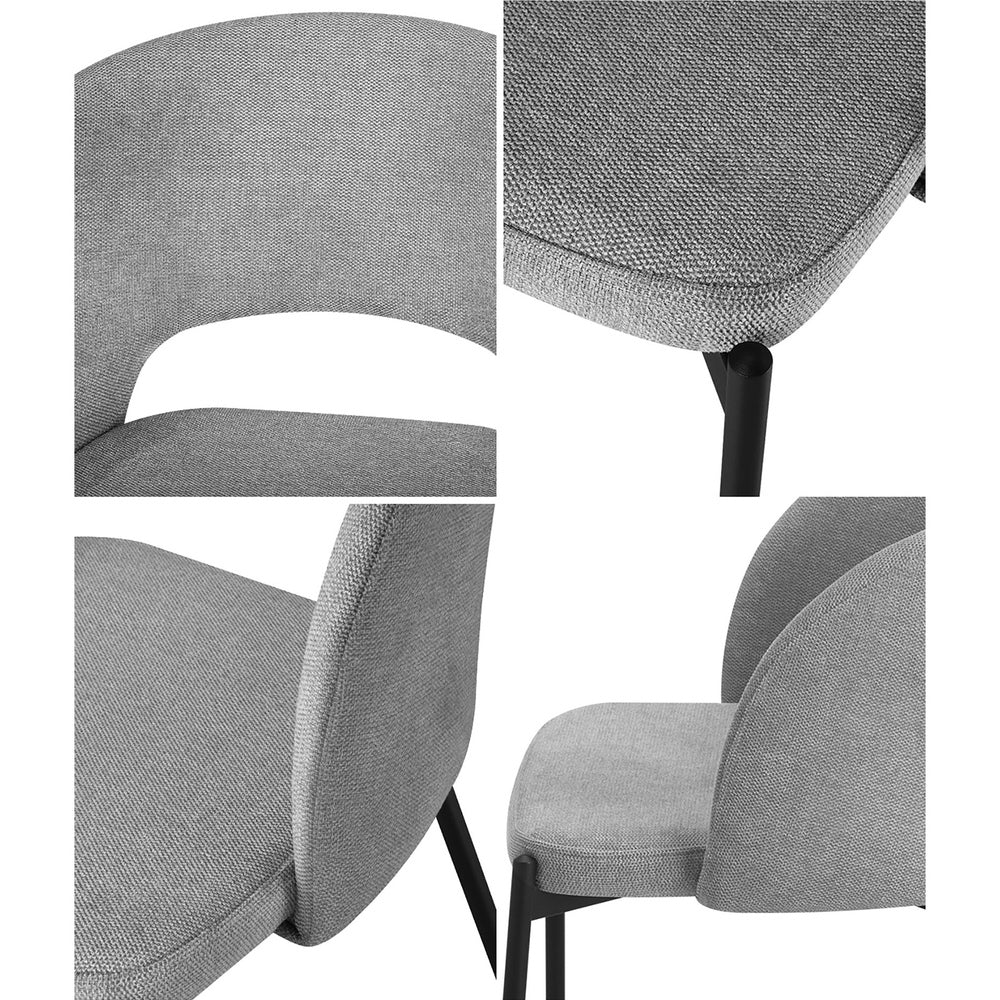 Oikiture 8x Dining Chair Tub Armchairs Fabric Grey & Black-Dining Chair-PEROZ Accessories