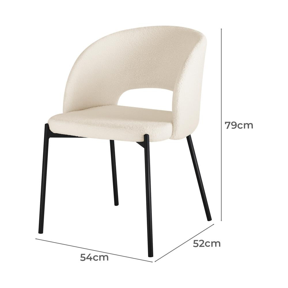 Oikiture Dining Chair Set of 2 Sherpa Kitchen Chair White and Black-Dining Chairs-PEROZ Accessories