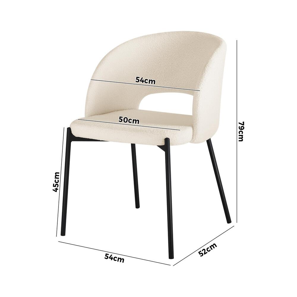 Oikiture Dining Chair Set of 2 Sherpa Kitchen Chair White and Black-Dining Chairs-PEROZ Accessories