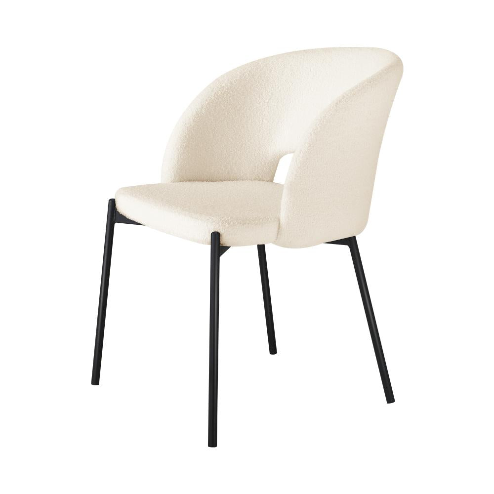 Oikiture Dining Chair Set of 2 Sherpa Kitchen Chair White and Black-Dining Chairs-PEROZ Accessories
