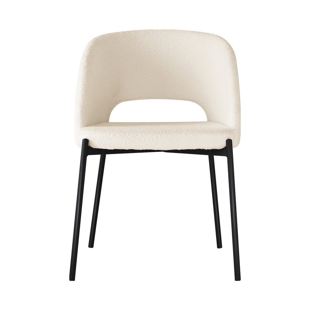 Oikiture 4x Armchair Dining Chair Sherpa White & Black-Dining Chair-PEROZ Accessories