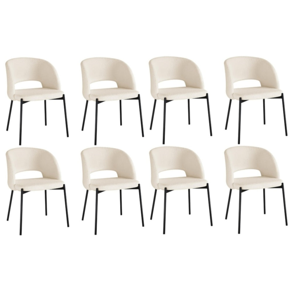 Oikiture 8x Dining Chair Tub Armchairs Sherpa Black & White-Dining Chair-PEROZ Accessories