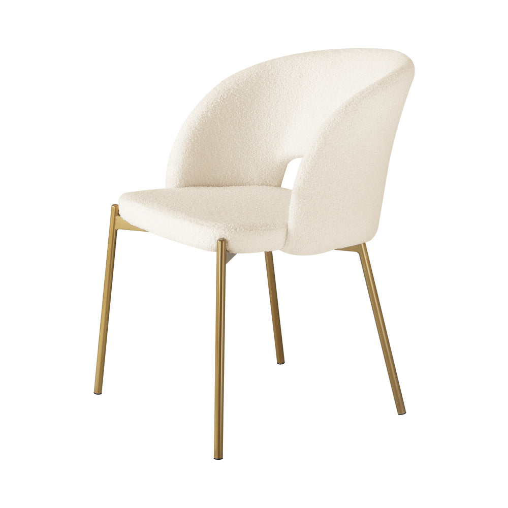 Oikiture Dining Chair Set of 2 Sherpa White and Gold-Dining Chairs-PEROZ Accessories