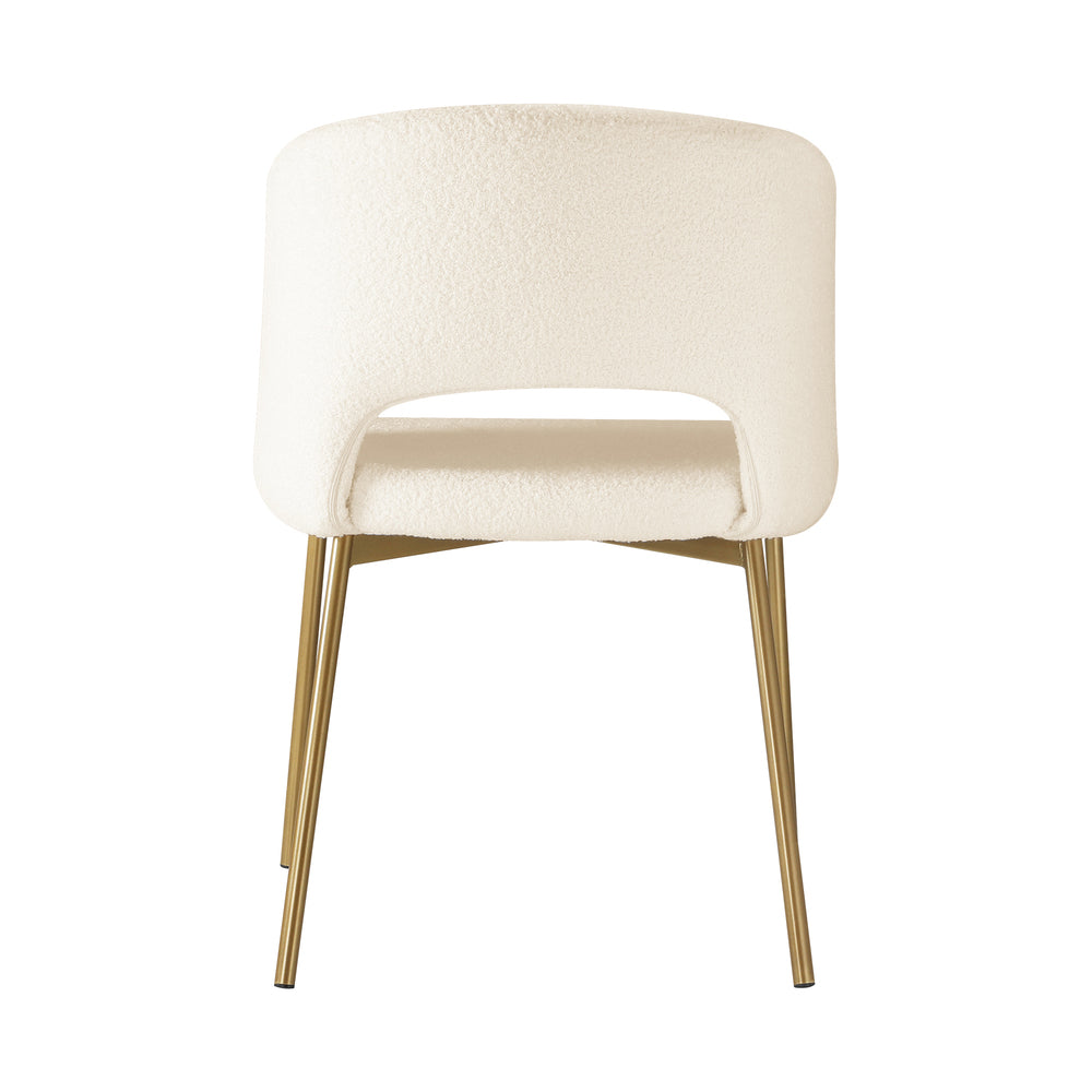 Oikiture Dining Chair Set of 2 Sherpa White and Gold-Dining Chairs-PEROZ Accessories