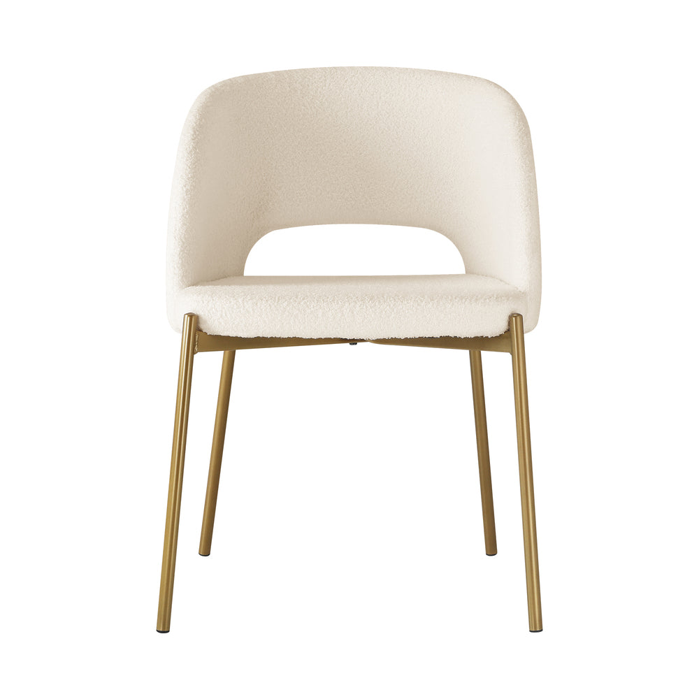 Oikiture 4x Armchair Dining Chair Sherpa White & Gold-Dining Chair-PEROZ Accessories