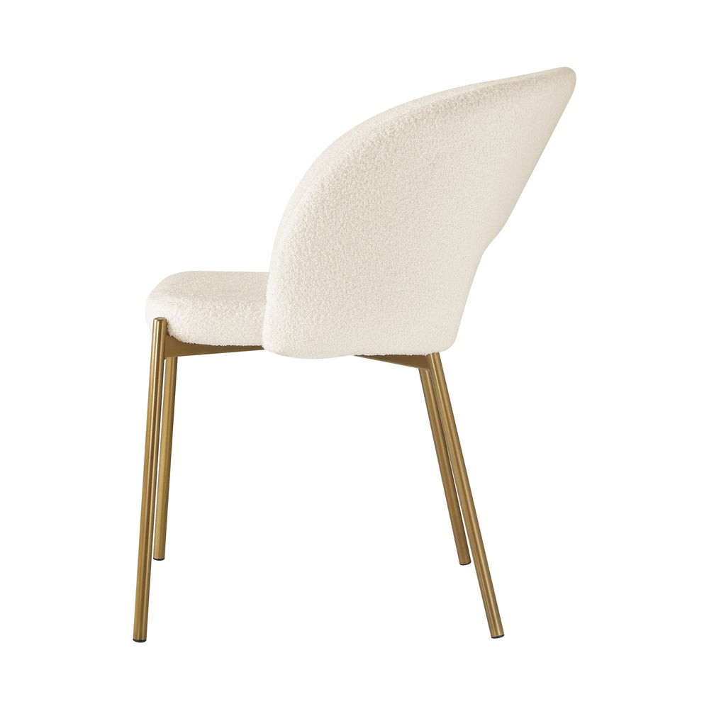 Oikiture 4x Armchair Dining Chair Sherpa White & Gold-Dining Chair-PEROZ Accessories