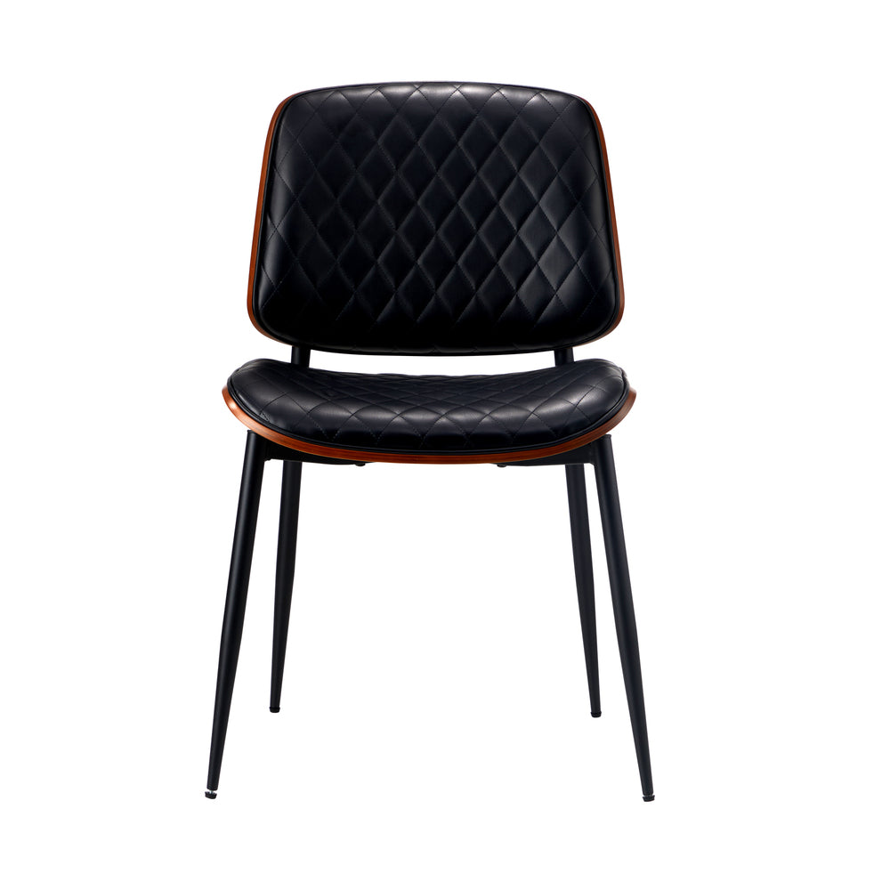 Oikiture 4x Dining Chairs Leather Wooden Metal Legs Black-Dining Chairs-PEROZ Accessories