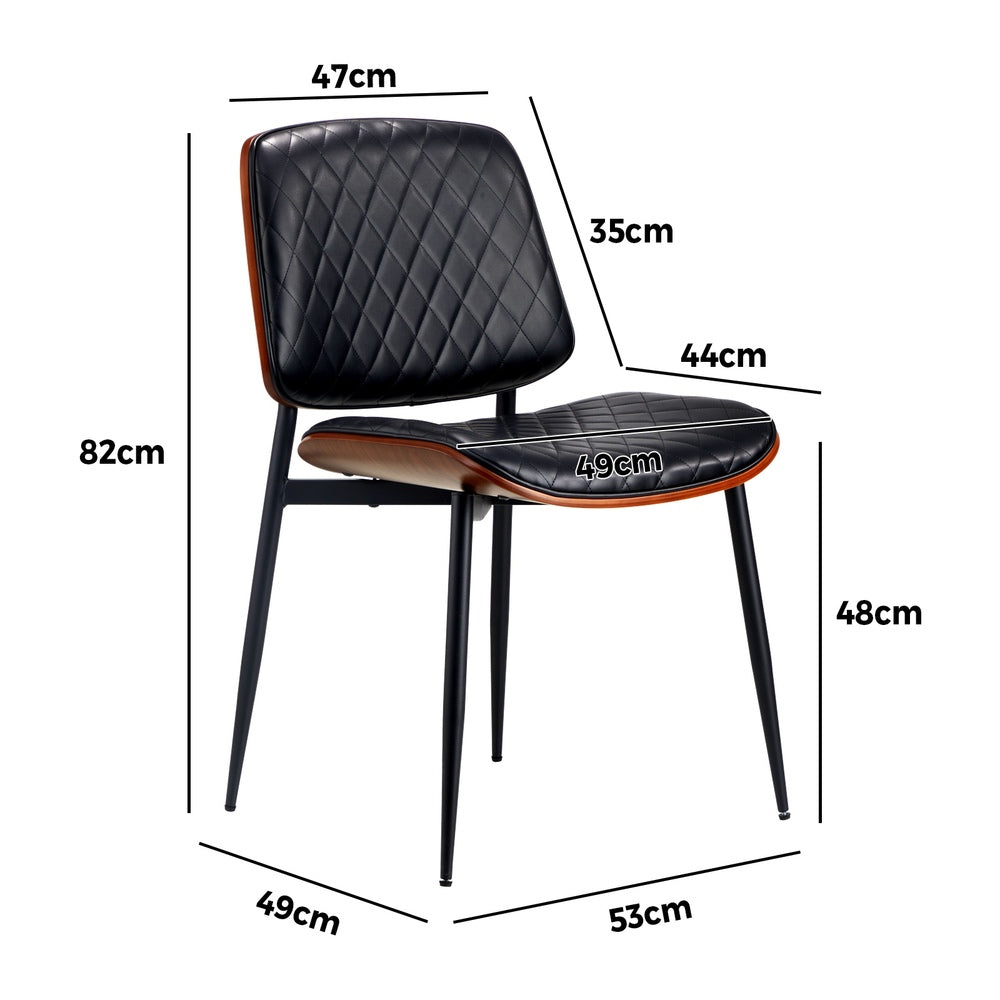 Oikiture 4x Dining Chairs Leather Wooden Metal Legs Black-Dining Chairs-PEROZ Accessories