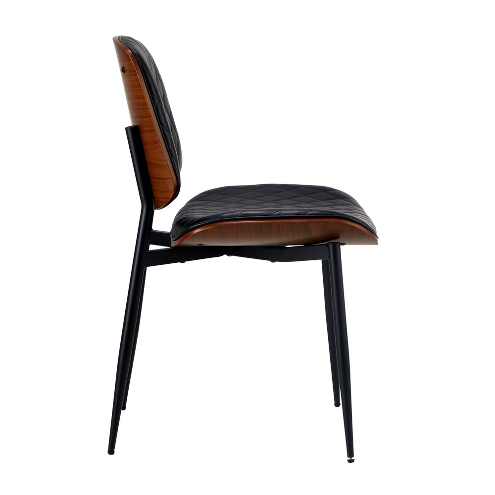 Oikiture 4x Dining Chairs Leather Wooden Metal Legs Black-Dining Chairs-PEROZ Accessories