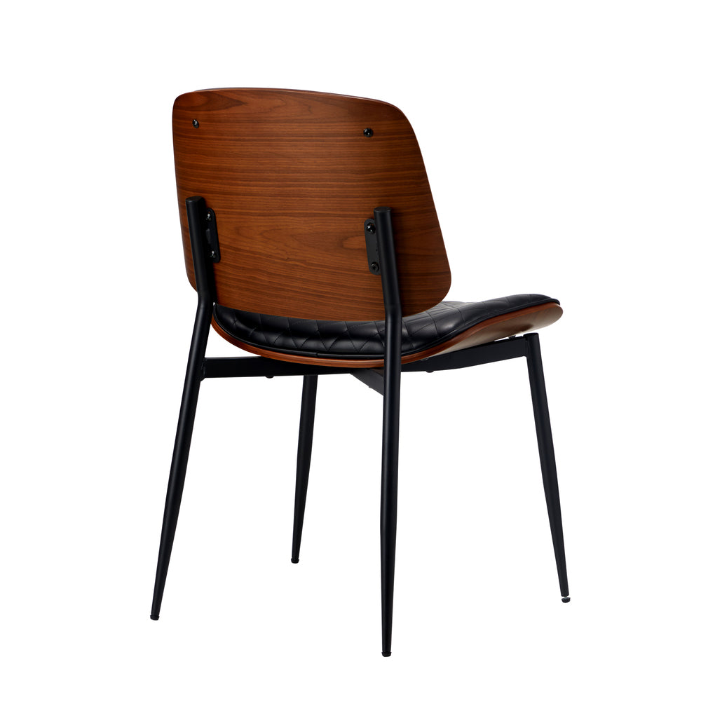Oikiture 4x Dining Chairs Leather Wooden Metal Legs Black-Dining Chairs-PEROZ Accessories