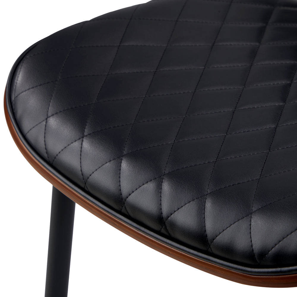 Oikiture 4x Dining Chairs Leather Wooden Metal Legs Black-Dining Chairs-PEROZ Accessories