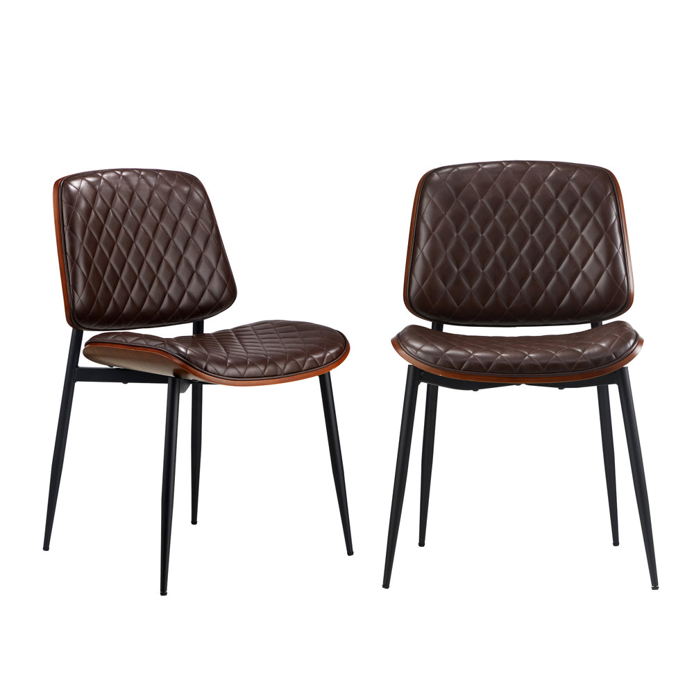 Oikiture 8x Dining Chairs Retro PU Leather Solid Wood Metal Leg Walnut-Dining Chair-PEROZ Accessories