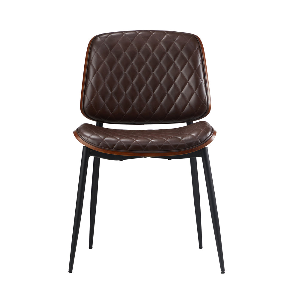 Oikiture 8x Dining Chairs Retro PU Leather Solid Wood Metal Leg Walnut-Dining Chair-PEROZ Accessories