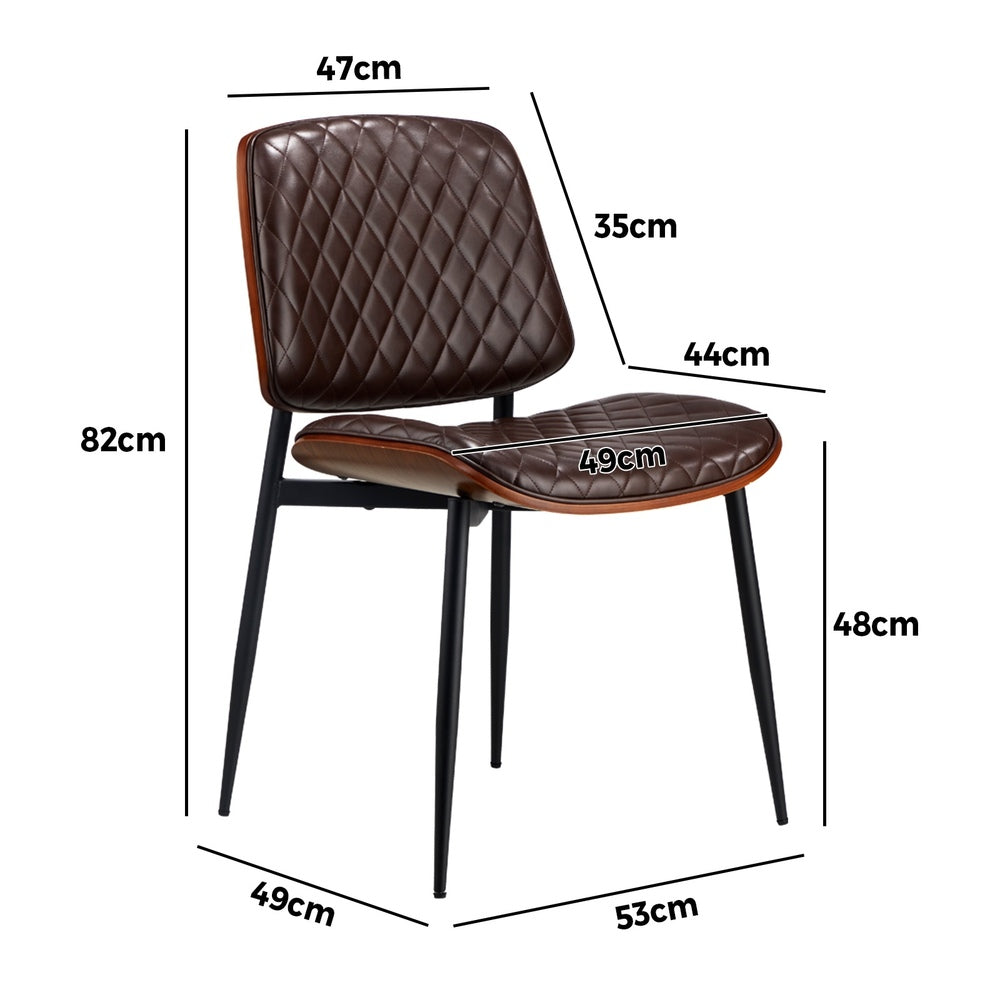 Oikiture 8x Dining Chairs Retro PU Leather Solid Wood Metal Leg Walnut-Dining Chair-PEROZ Accessories