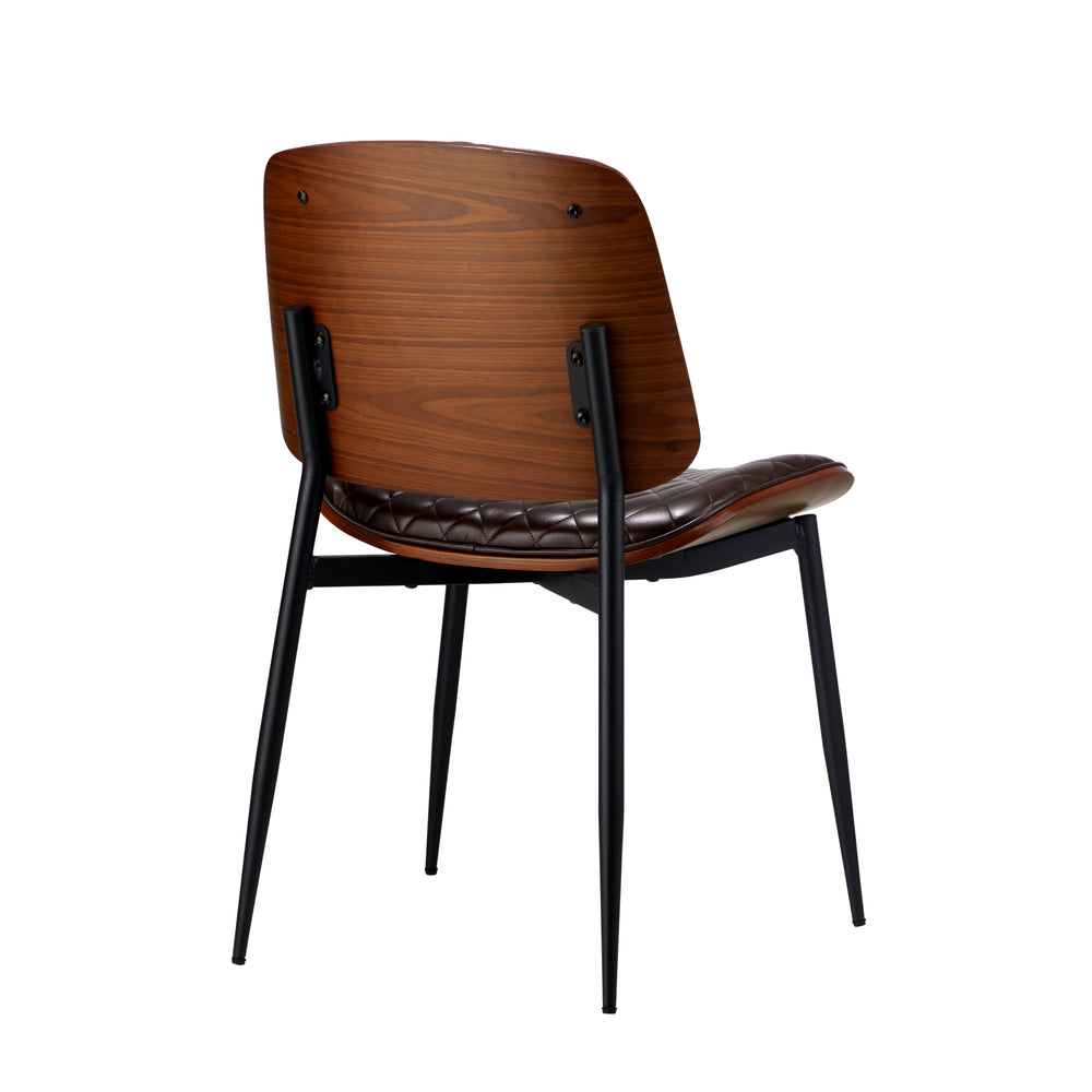 Oikiture 8x Dining Chairs Retro PU Leather Solid Wood Metal Leg Walnut-Dining Chair-PEROZ Accessories