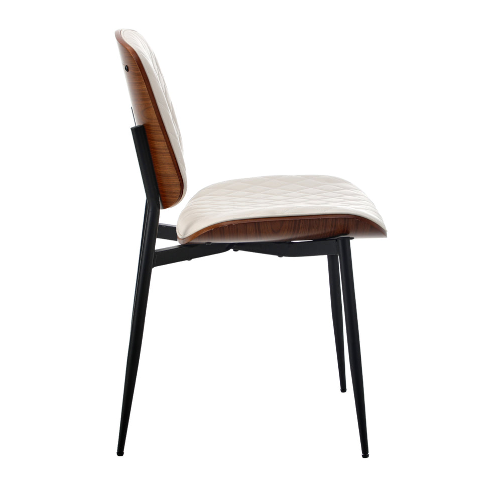 Oikiture 2x Dining Chairs PU Leather Wood Frame Metal Legs White-Dining Chair-PEROZ Accessories