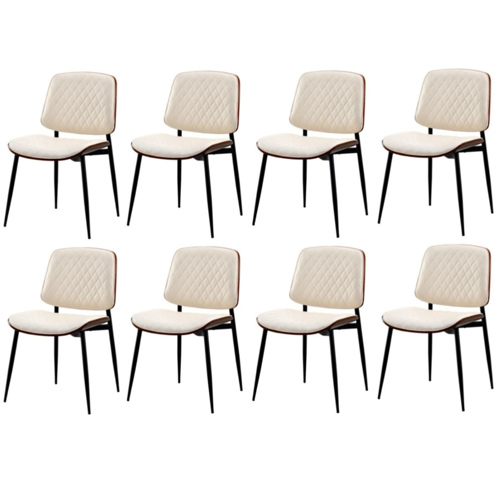 Oikiture 8x Dining Chairs Retro PU Leather Solid Wood Metal Leg White-Dining Chair-PEROZ Accessories