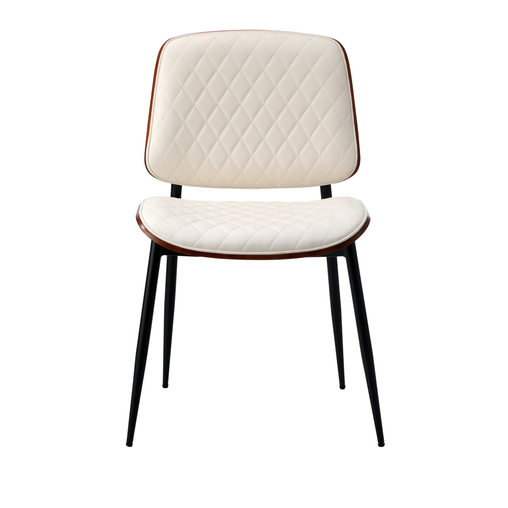 Oikiture 8x Dining Chairs Retro PU Leather Solid Wood Metal Leg White-Dining Chair-PEROZ Accessories