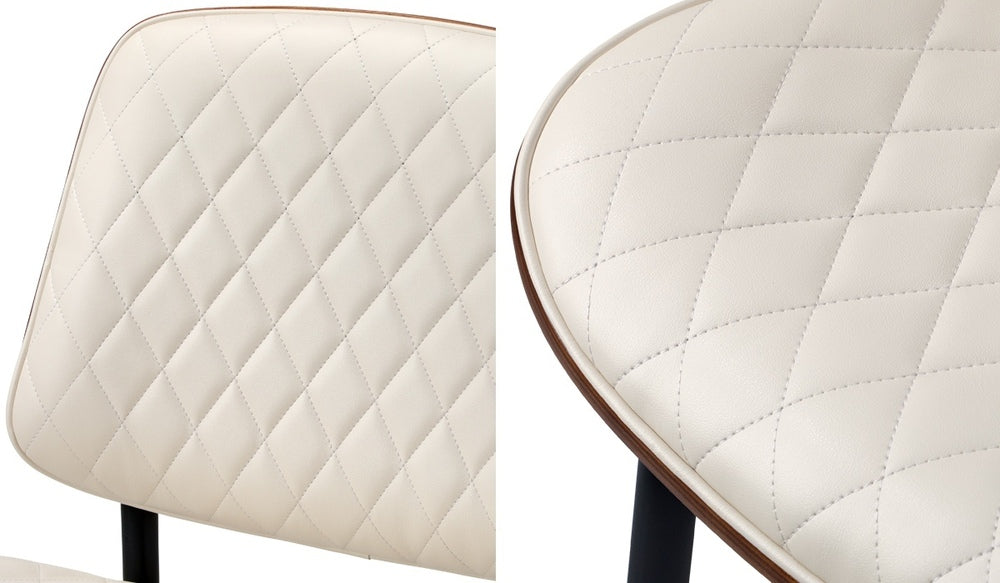 Oikiture 8x Dining Chairs Retro PU Leather Solid Wood Metal Leg White-Dining Chair-PEROZ Accessories