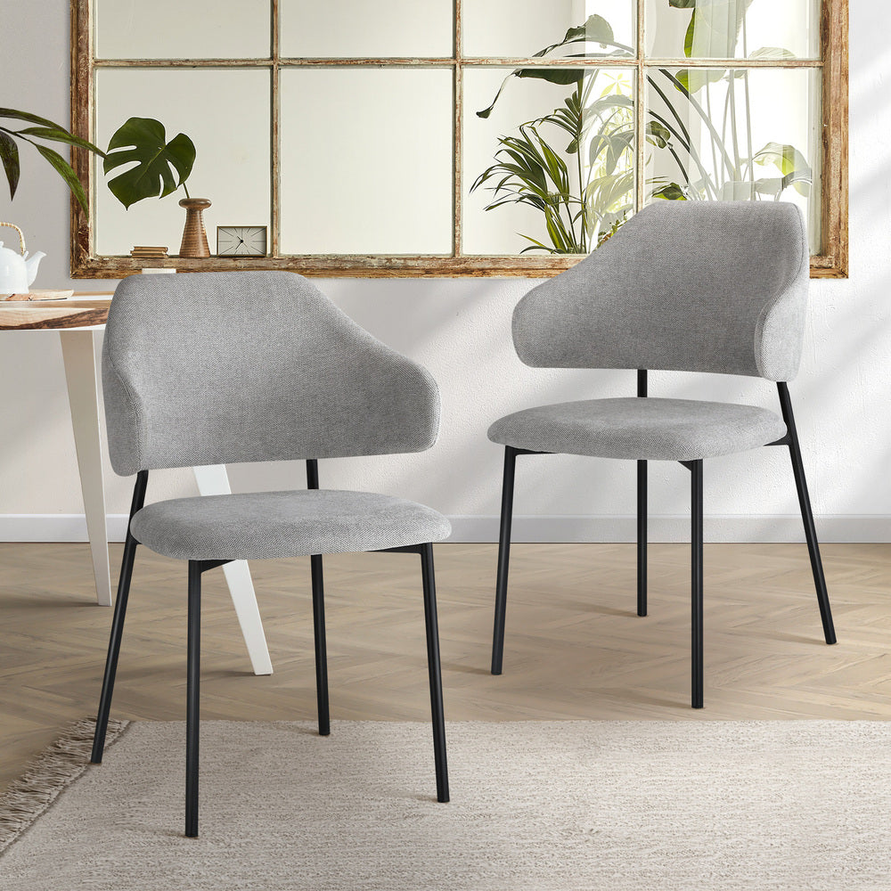 Oikiture Dining Chair Set of 2 Coffee Chair Home Kitchen Furniture Grey and Black-Dining Chairs-PEROZ Accessories