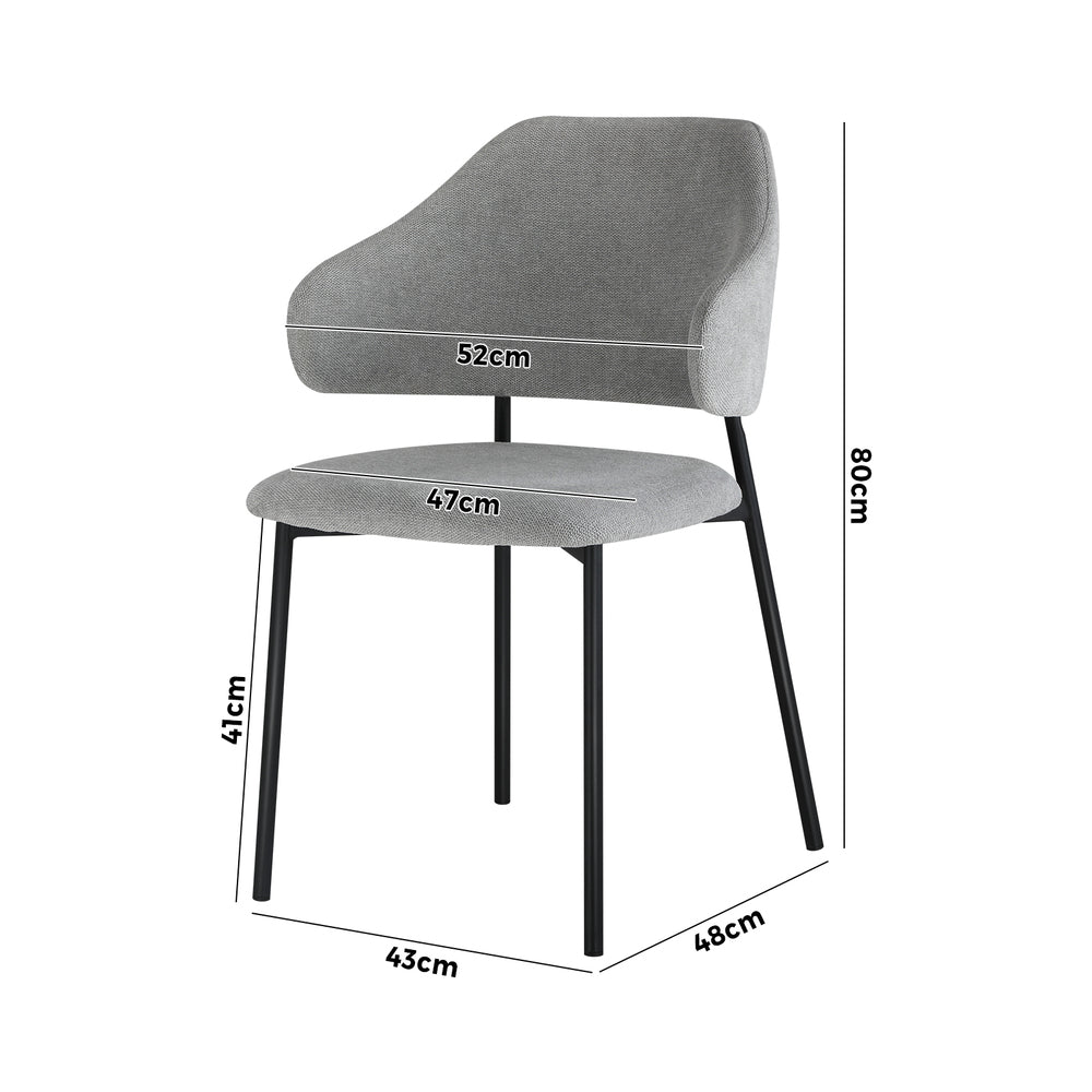 Oikiture Dining Chair Set of 2 Coffee Chair Home Kitchen Furniture Grey and Black-Dining Chairs-PEROZ Accessories