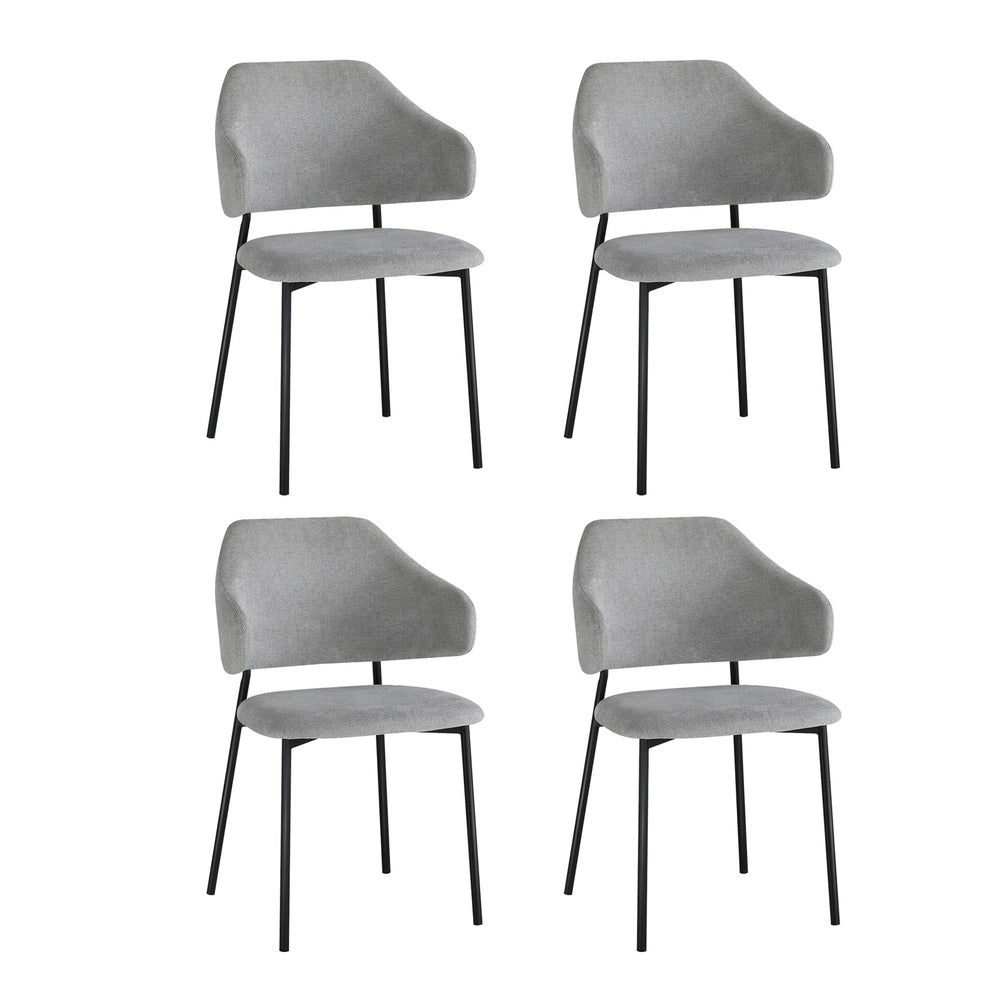 Oikiture 4x Dining Chairs Tub Fabric Grey&Black-Dining Chairs-PEROZ Accessories