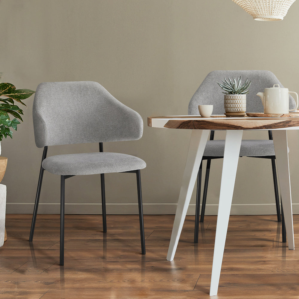 Oikiture 4x Dining Chairs Tub Fabric Grey&Black-Dining Chairs-PEROZ Accessories