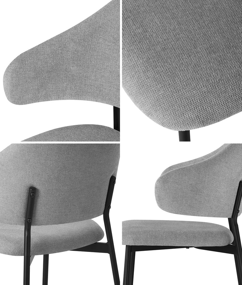 Oikiture 4x Dining Chairs Tub Fabric Grey&Black-Dining Chairs-PEROZ Accessories