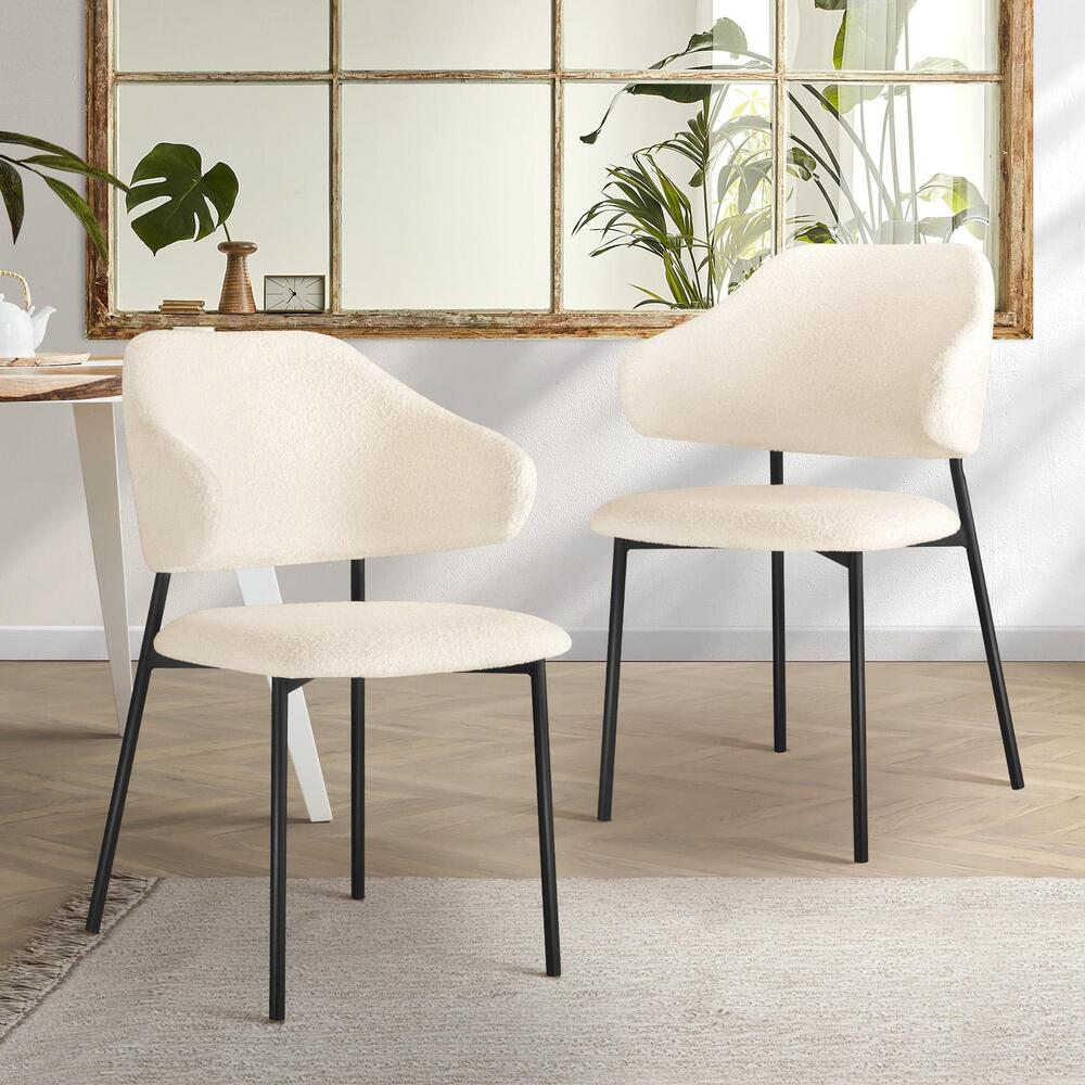 Oikiture Dining Chair Set of 2 Coffee Chair Home Kitchen Furniture White and Black-Dining Chairs-PEROZ Accessories