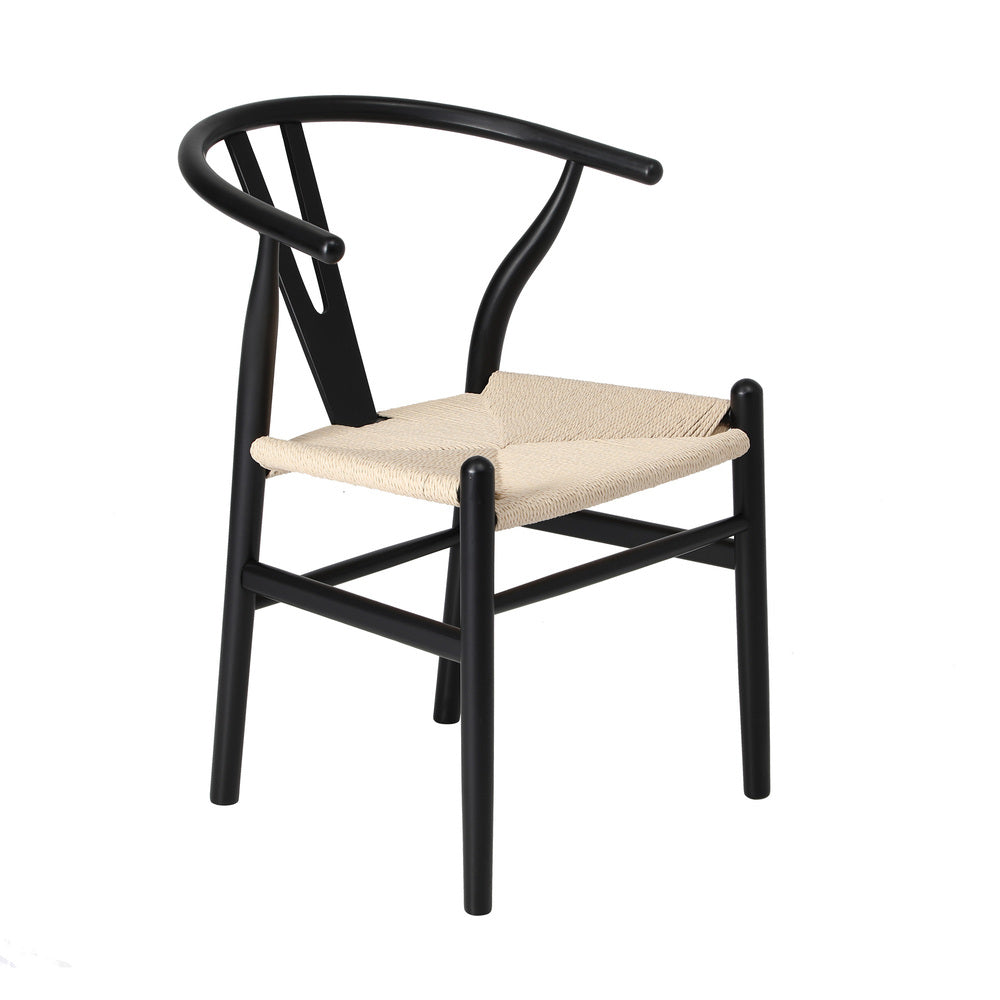 Oikiture 6xDining Chair Wooden Hans Wegner Wishbone Black-Dining Chair-PEROZ Accessories
