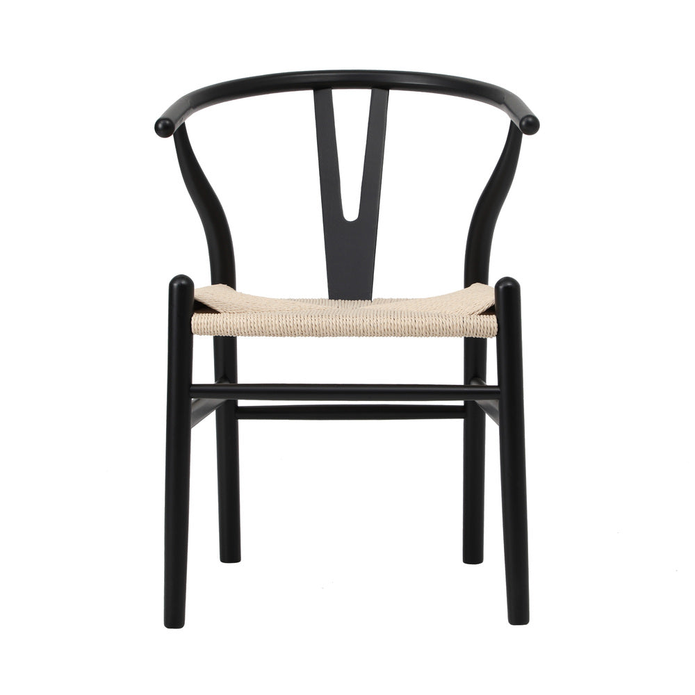 Oikiture 6xDining Chair Wooden Hans Wegner Wishbone Black-Dining Chair-PEROZ Accessories
