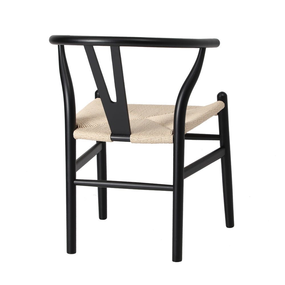 Oikiture 6xDining Chair Wooden Hans Wegner Wishbone Black-Dining Chair-PEROZ Accessories
