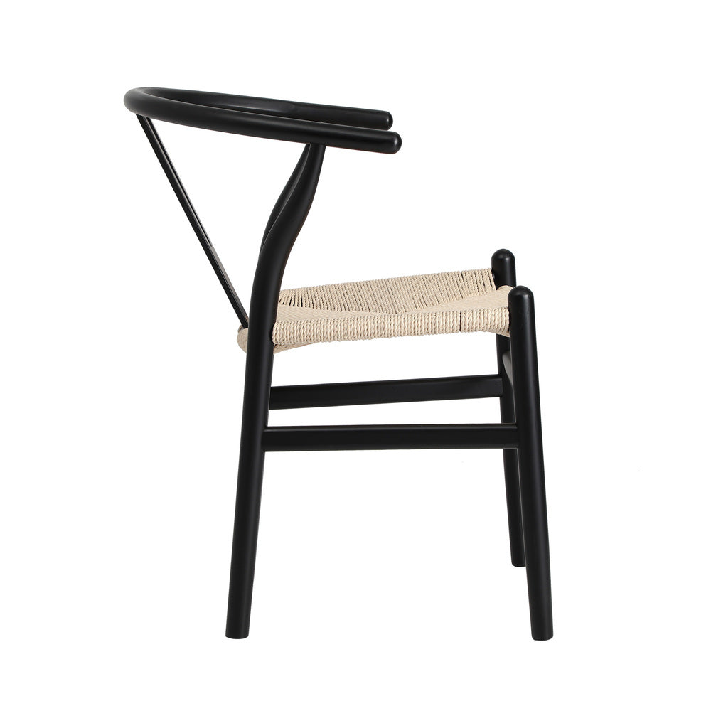 Oikiture 6xDining Chair Wooden Hans Wegner Wishbone Black-Dining Chair-PEROZ Accessories